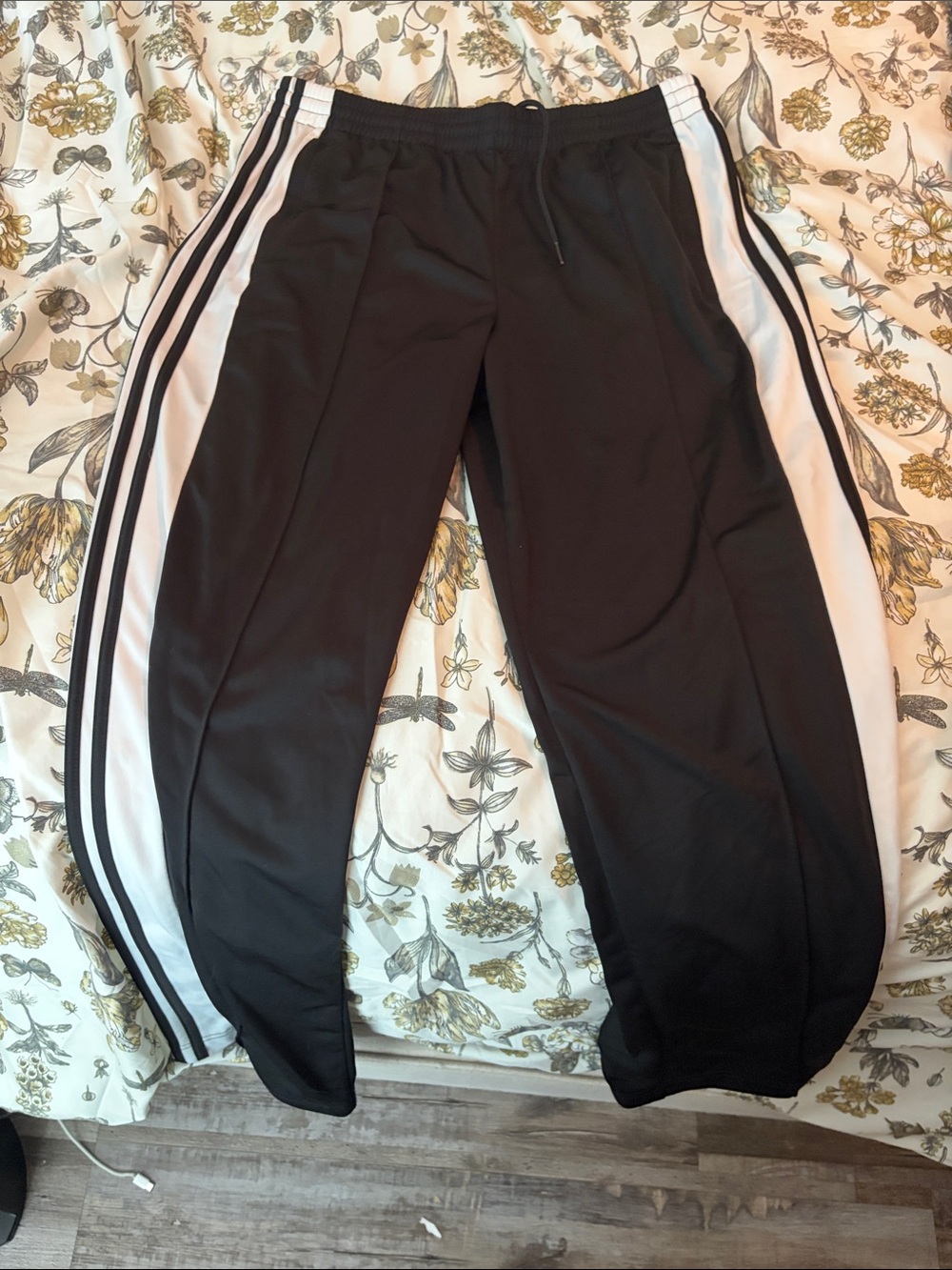 adidas Black Athletic Pants with White Logo Tag